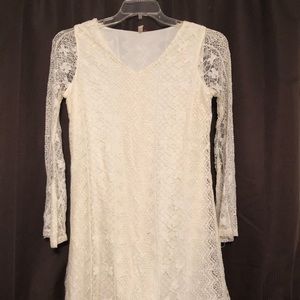 White Lace Long Sleeve Dress
